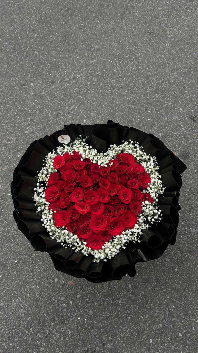 50 Grand Red Rose Heart Bouquet