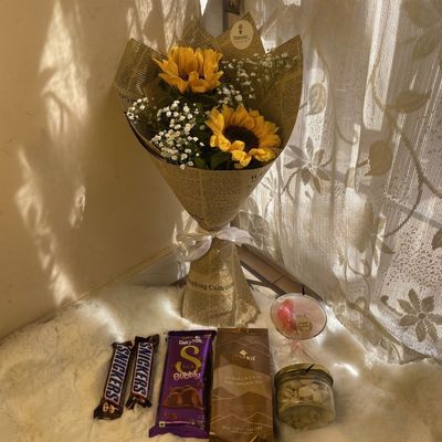 Golden Glow Floral & Chocolate Combo