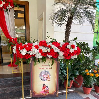 Elegant Red & White Floral Board