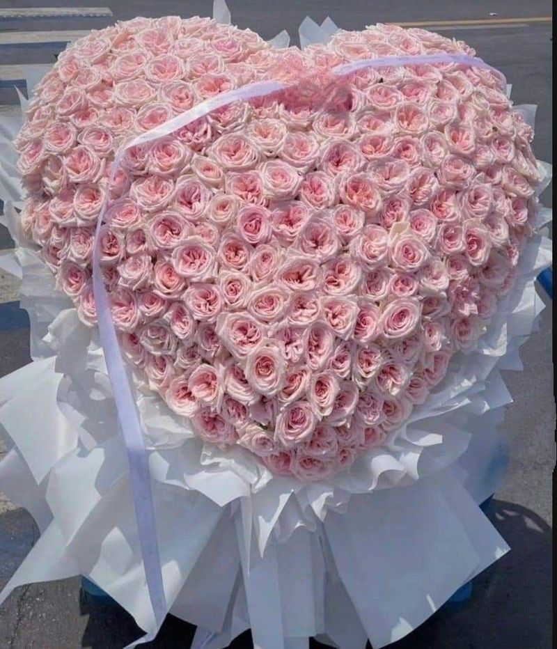 Heart-Shaped Pastel Rose Bouquet