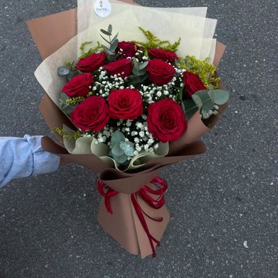 Red Rose & Foliage Bouquet