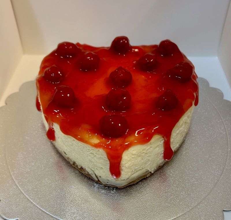 🍒  Heart-Shaped Blueberry Cherry Cheesecake