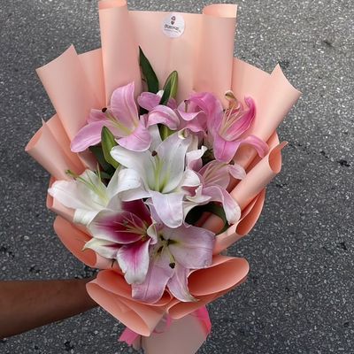 Pink & White Lily Bouquet