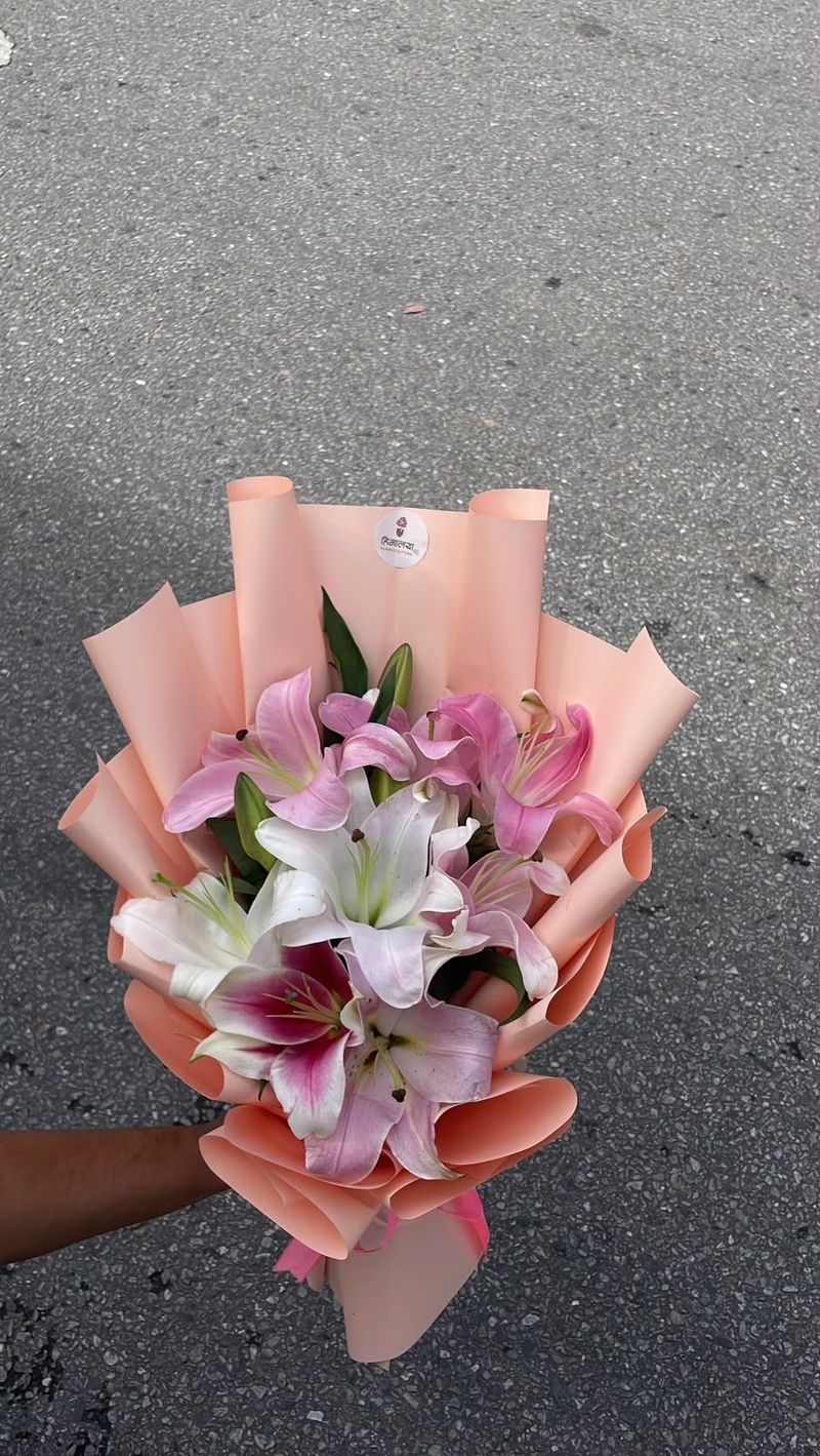 Pink & White Lily Bouquet