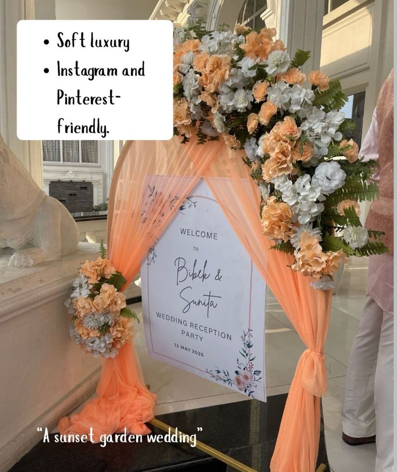 Modern Peach & Cream Arch Welcome Display
