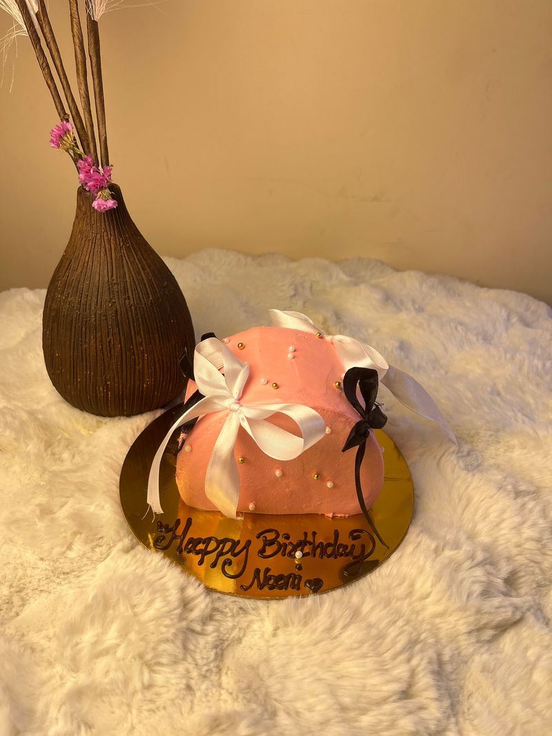 Blush Ribbon Birthday Cake
