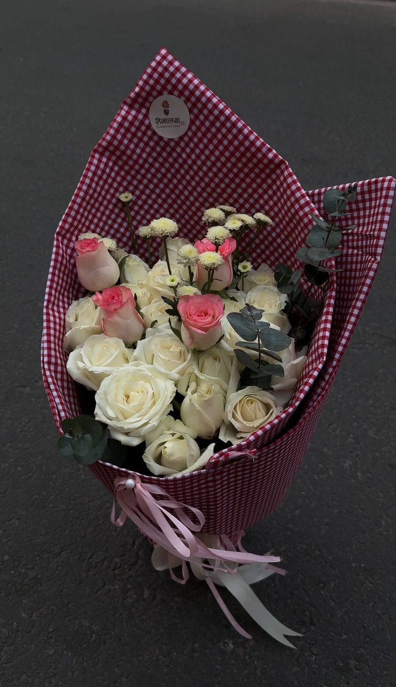 White Elegance Rose & Clothes Bouquet
