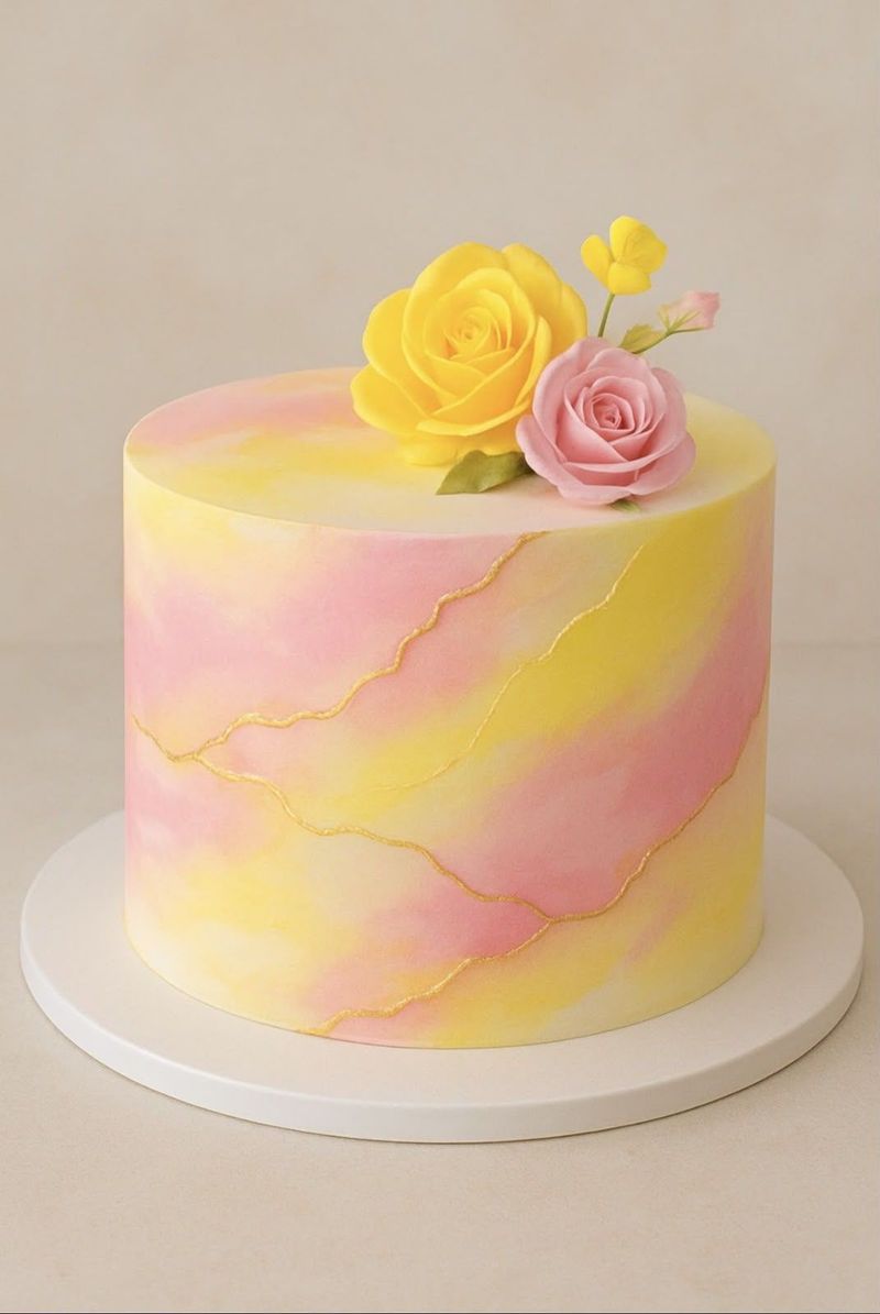 Sunset Glow Floral Cake-1 pound cake