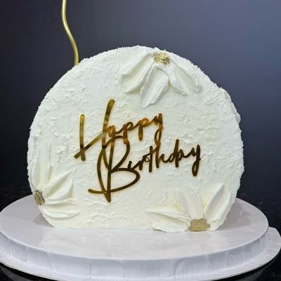 Elegant Gold Script Birthday Cake