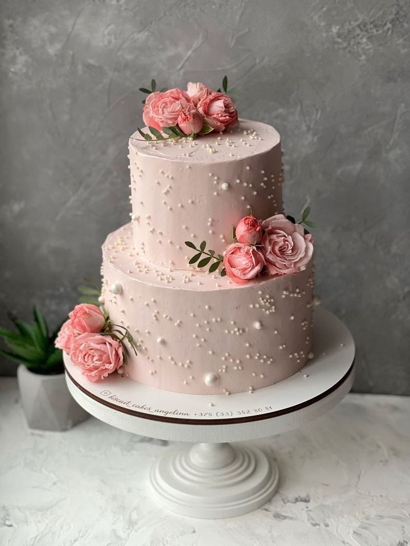 Blushing Rose Tiered Celebration Cake- Double Decker