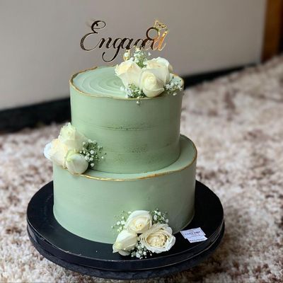 Serene Mint & Blossom Tiered Cake