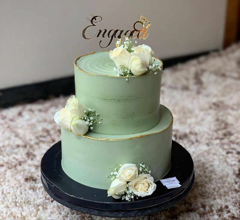 Serene Mint & Blossom Tiered Cake