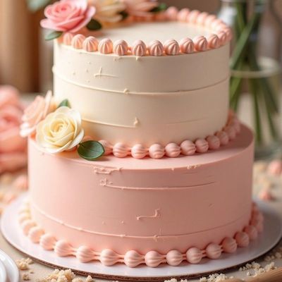 Serene Mint & Blossom Tiered Cake