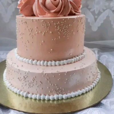 Elegant Peach Blossom Rose Celebration Cake