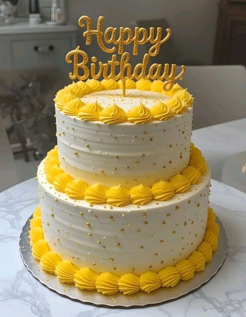 Sunshine Joy Two-Tier Birthday Cake