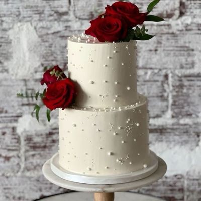 Crimson Rose Elegance Two-Tier Cake