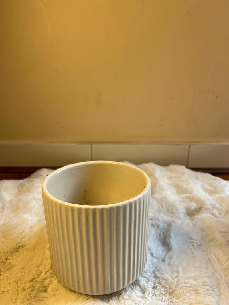 Tri-Tone Terracotta & White Ceramic Planter