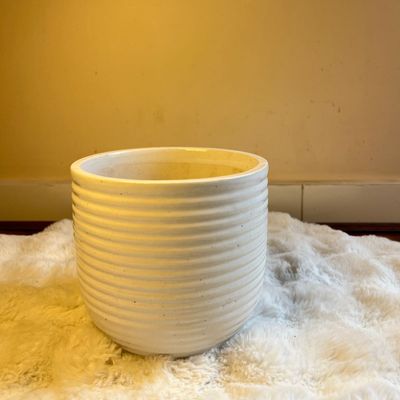 Ribbed Ceramic Urn Planter