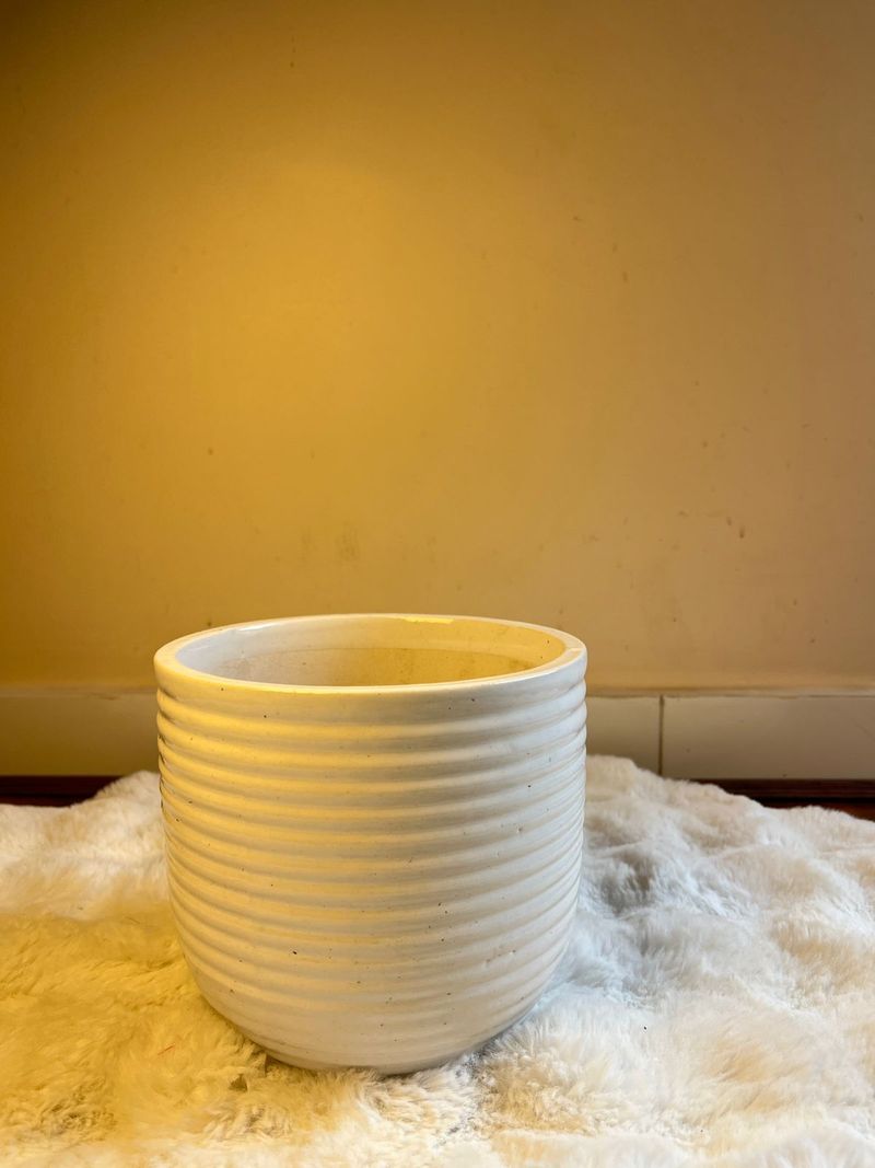 Ribbed Ceramic Urn Planter