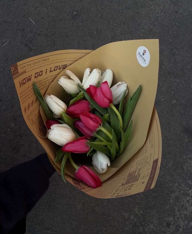 White and Pink Premium Tulip Bouquet