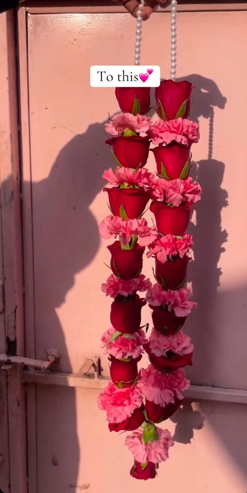 Vibrant Red Rose Vertical Door Hanging Garland