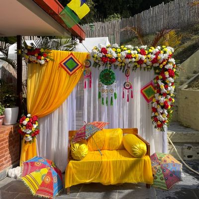 Vibrant Festive Marigold Outdoor Stage Decor