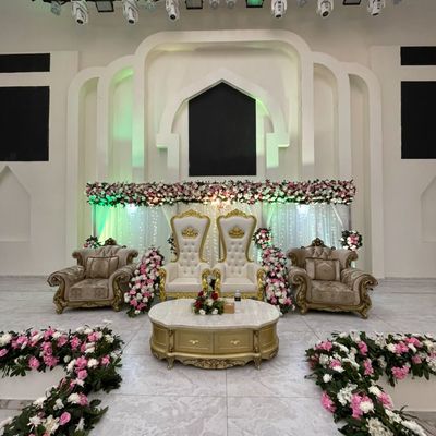 Grand Ivory Arch & Floral Stage Backdrop