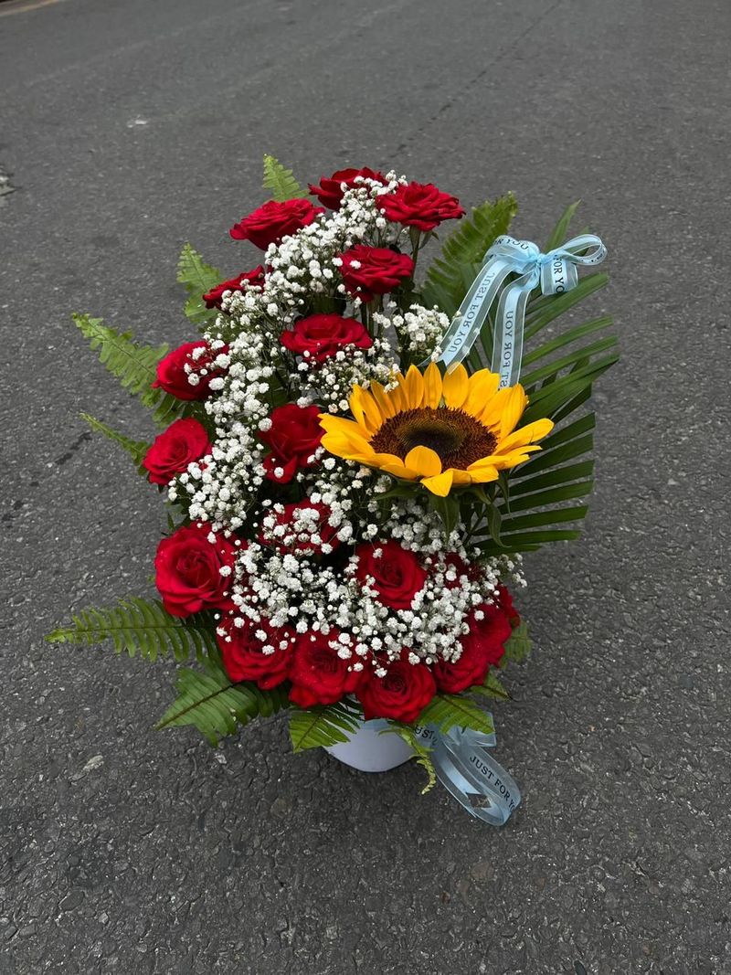 Rustic Sunshine & Roses Floral Basket