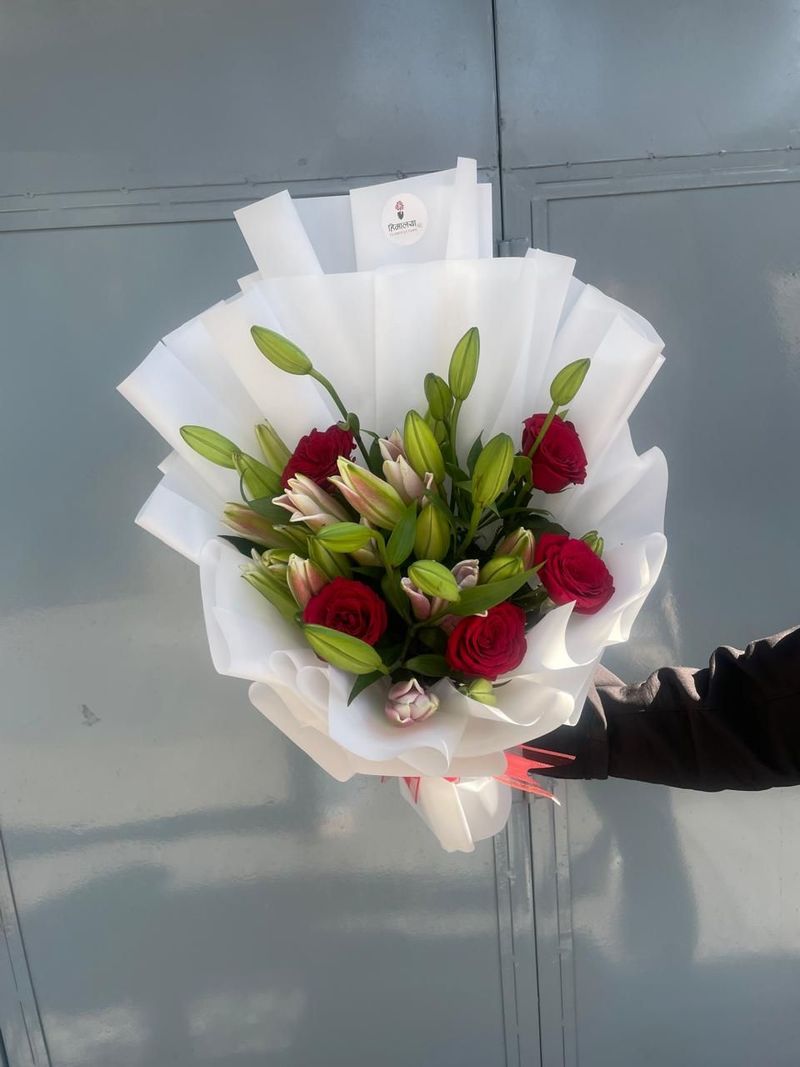 The Crimson & Blush Harmony Lily-Rose Bouquet
