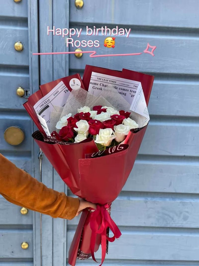 The Grand True Love Red & White Rose Bouquet
