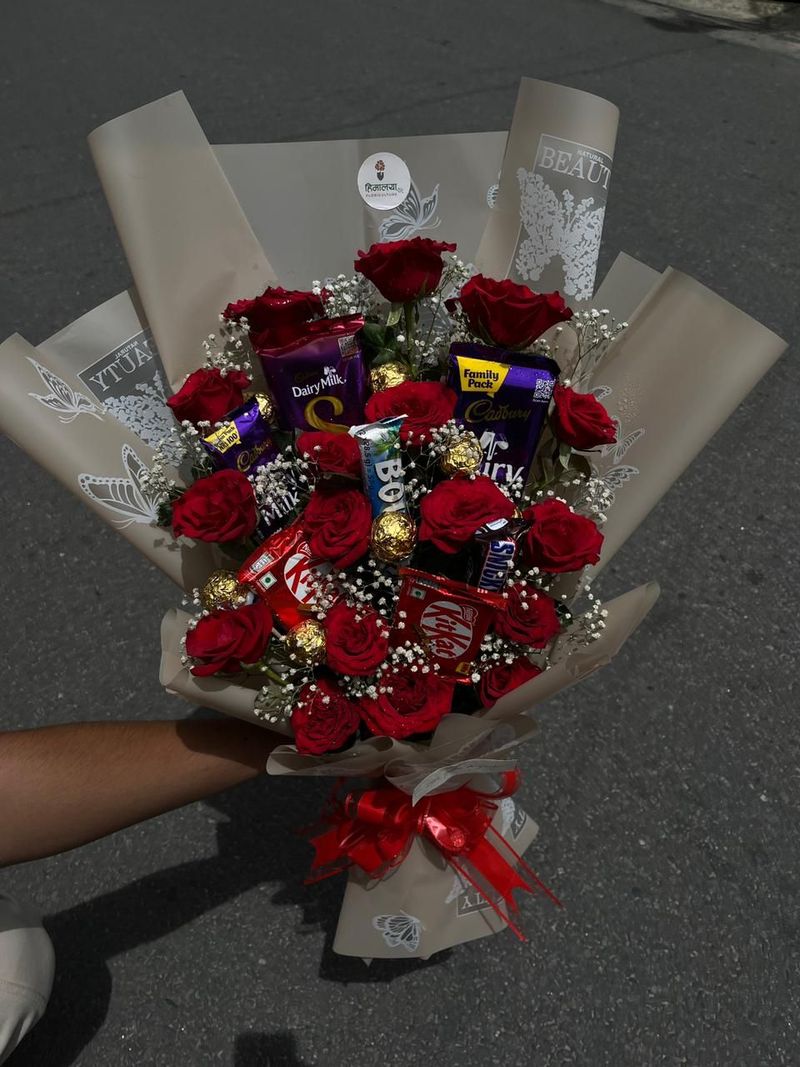 The Chocolate & Roses Embrace – Premium Assorted Bouquet