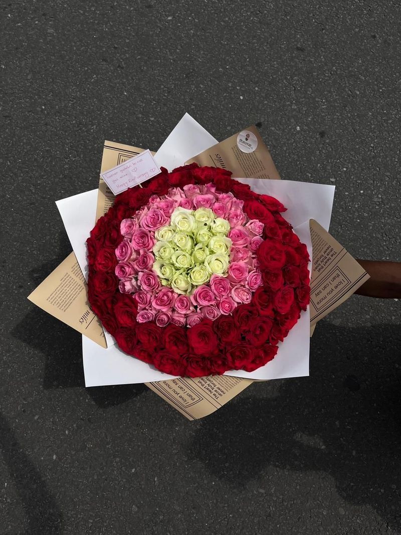 The Grand Devotion – 100 Stem Premium Red, White & Pink Rose Bouquet