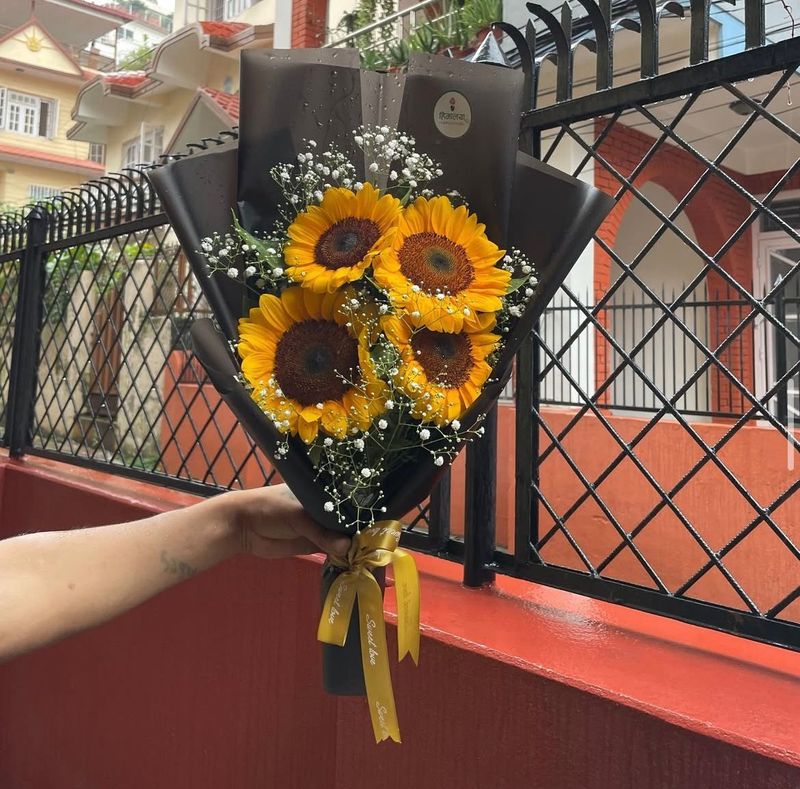 Golden Elegance Premium Wrapped Sunflower Bouquet
