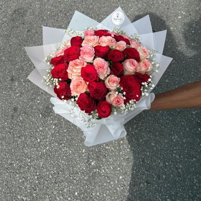 Romantic Pink & Red Rose Bouquet