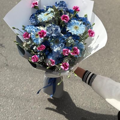 Dyed Blue Floral Arrangement
