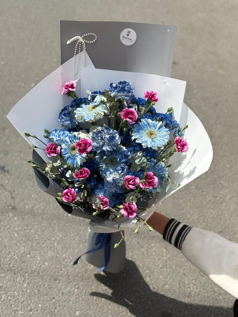 Dyed Blue Floral Arrangement