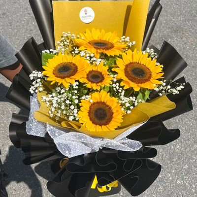 5 Fresh Sunflowers Wrapped