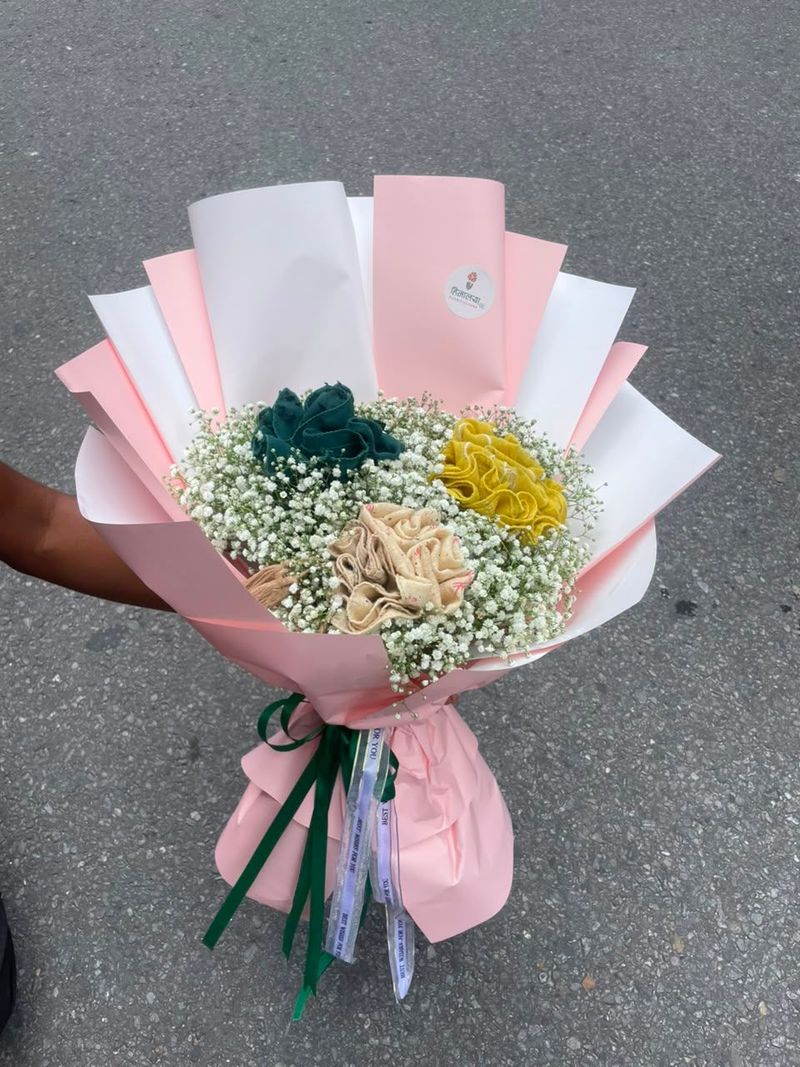 3 Scarf Bouquet with Gypsophila