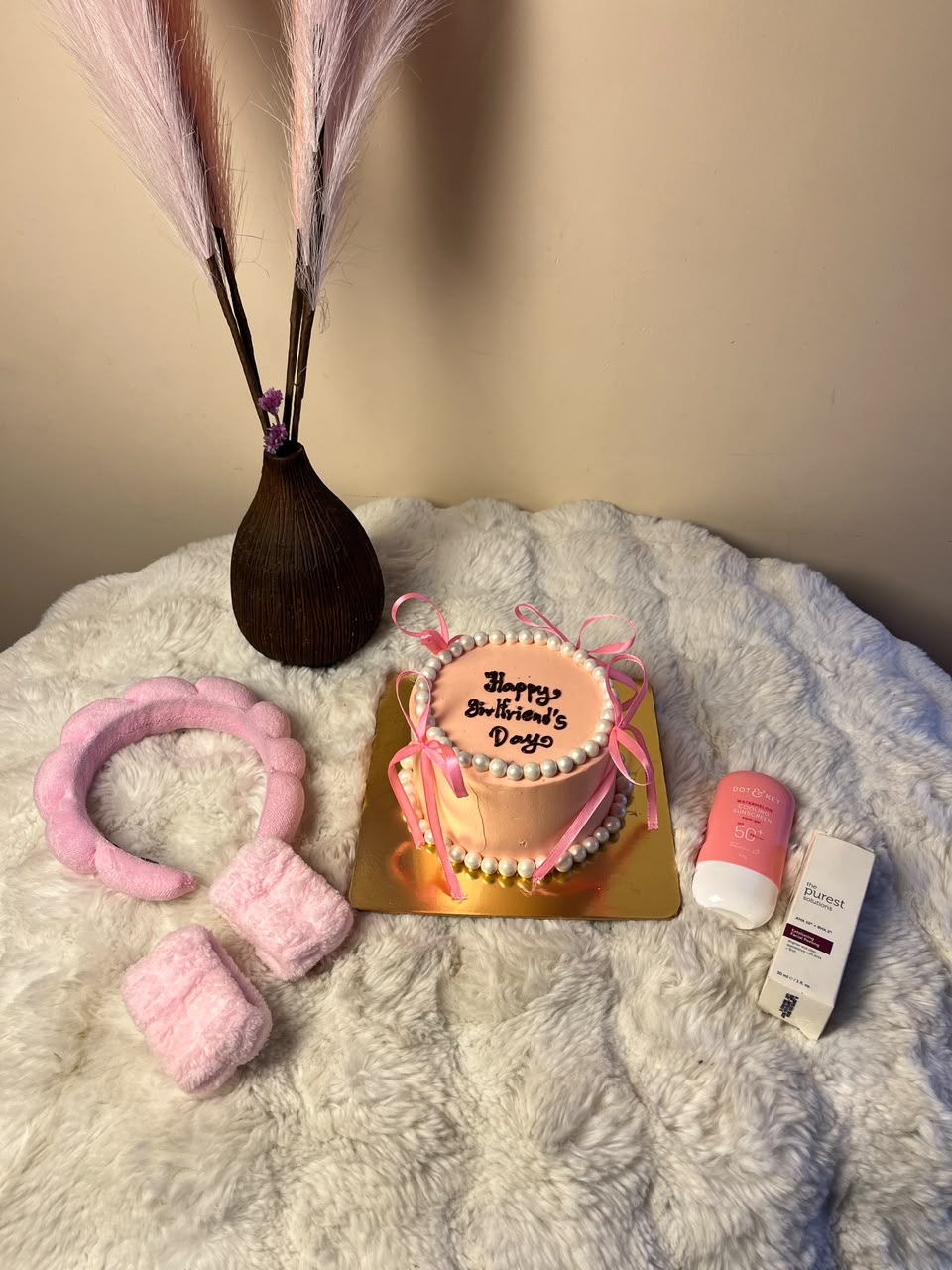 Sweet & Beauty Combo The designs, colors, and brands of the accessories and skincare products may vary based on availability while maintaining the same quality and value. The cake is freshly prepared and should be refrigerated until ready to serve.