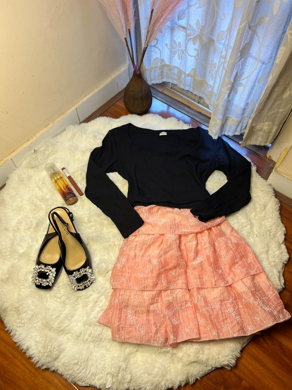 The T-shirt and skirt design, colors, sizes, sandal style, perfume fragrance, and lipstick shade may vary based on availability while maintaining the same quality and gifting appeal. Please mention the required T-shirt, skirt, and sandal sizes while placing your order.