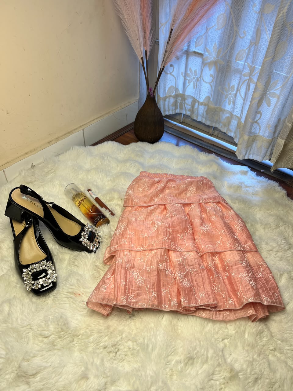 Fashionista Gift Combo The skirt design, color, size, sandal style, perfume fragrance, and lipstick shade may vary based on availability while maintaining the same quality and overall gifting appeal. Please mention the required skirt and sandal size while placing your order.
