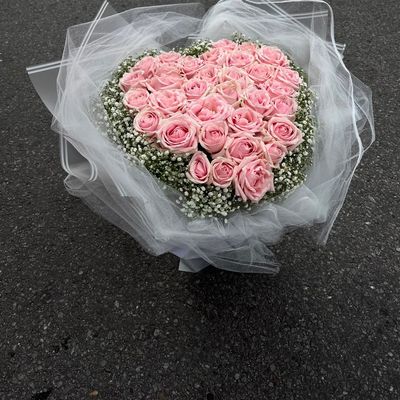 30-Stem Pastel Rose Heart-Shaped Bouquet