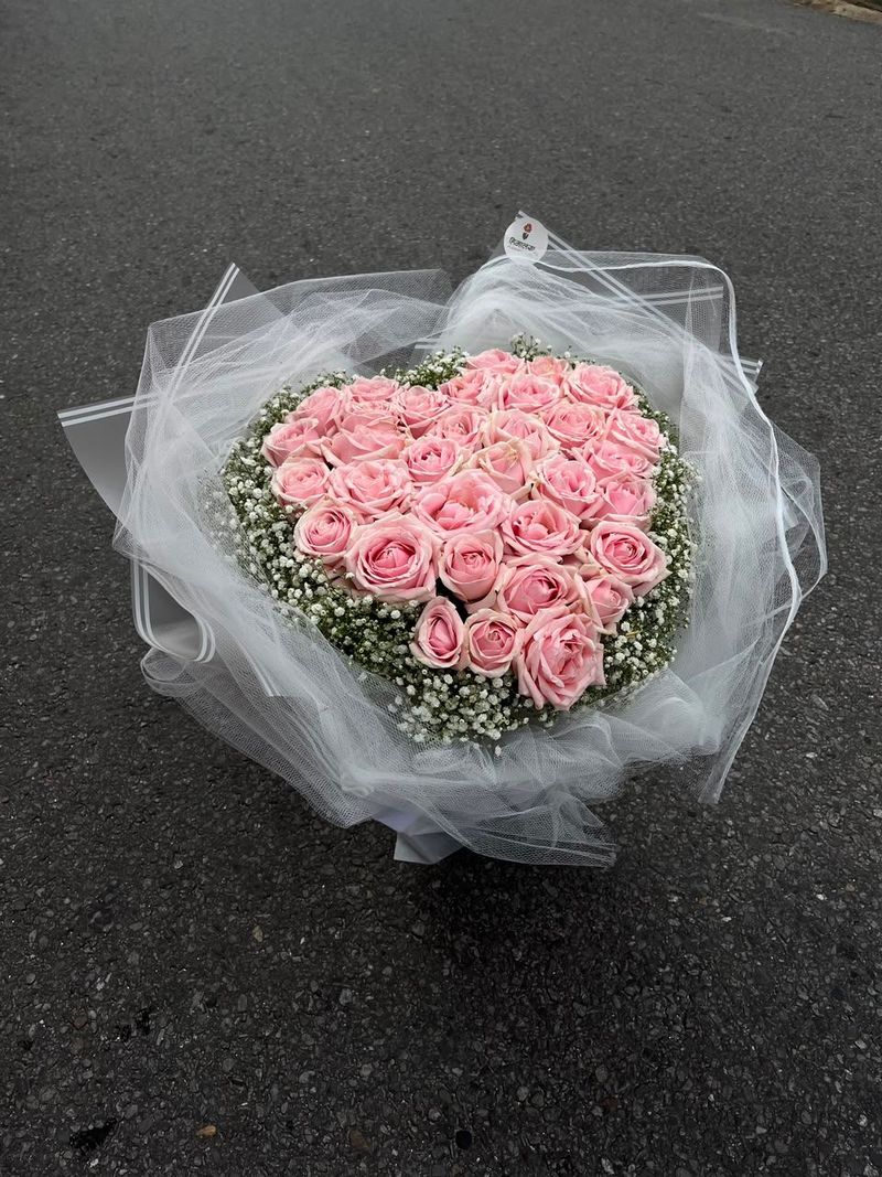 30-Stem Pastel Rose Heart-Shaped Bouquet