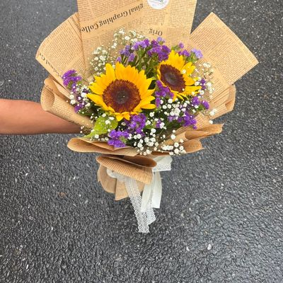 Sunshine & Blue Blooms Bouquet