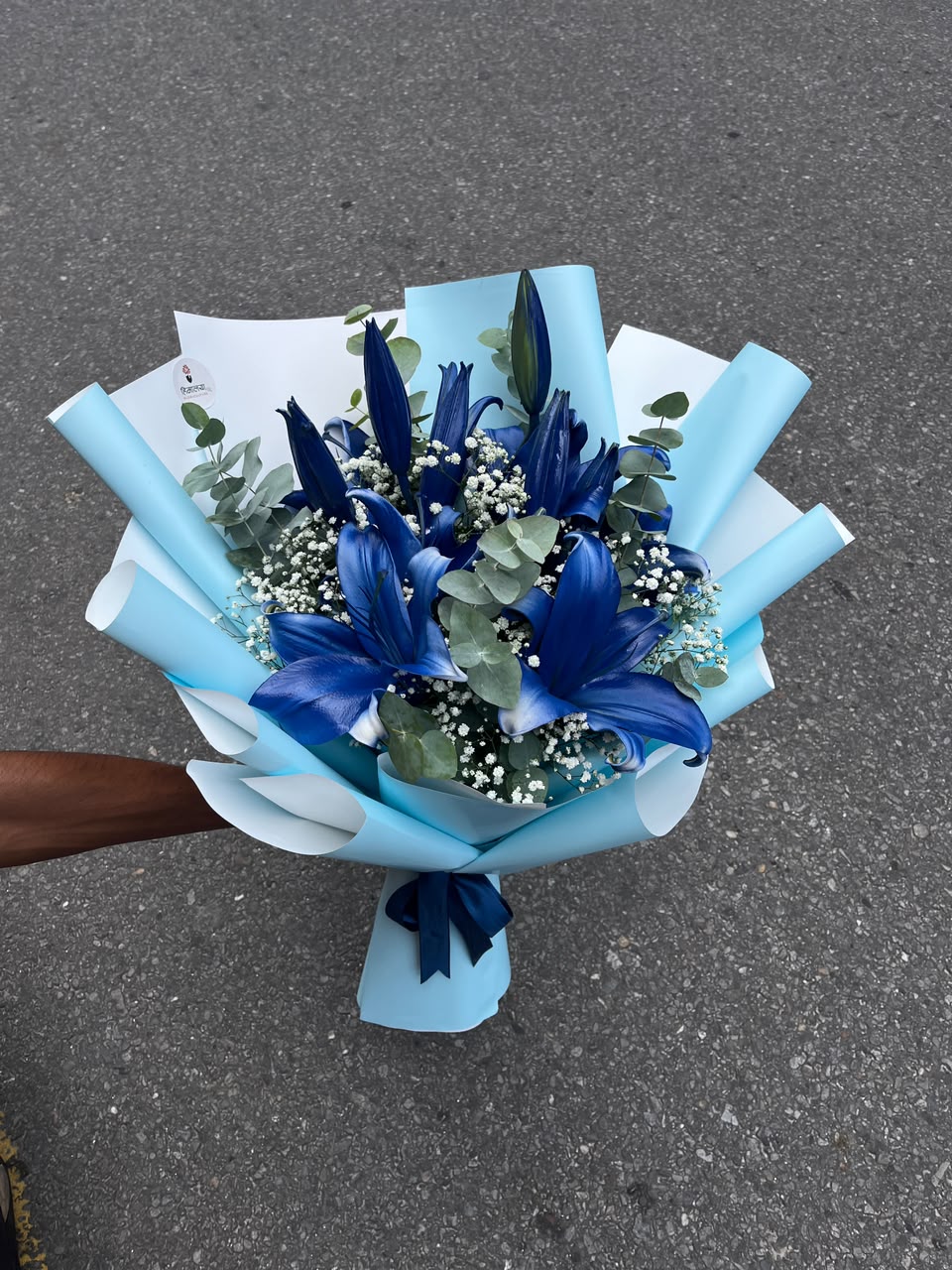 Elegant Dyed Lily Floral Bouquet Flowers are natural products, so slight variations in color, bloom size, and arrangement may occur. Dyed flowers may have slight differences in shade and color intensity due to the natural absorption process.