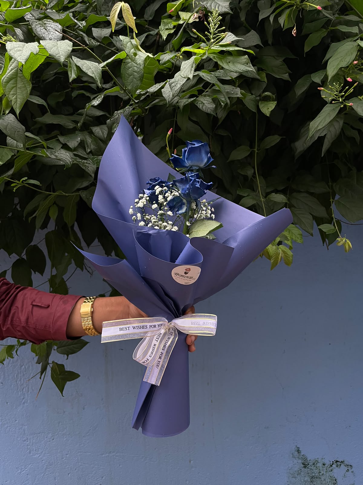 Dyed roses may have slight variations in colour intensity, size, and appearance due to the natural characteristics of the flowers and the dyeing process. Wrapping and greenery may also vary slightly depending on availability while maintaining the overall design, quality, and value of the bouquet.