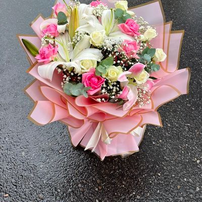 Pastel Rose & Lily Arrangement