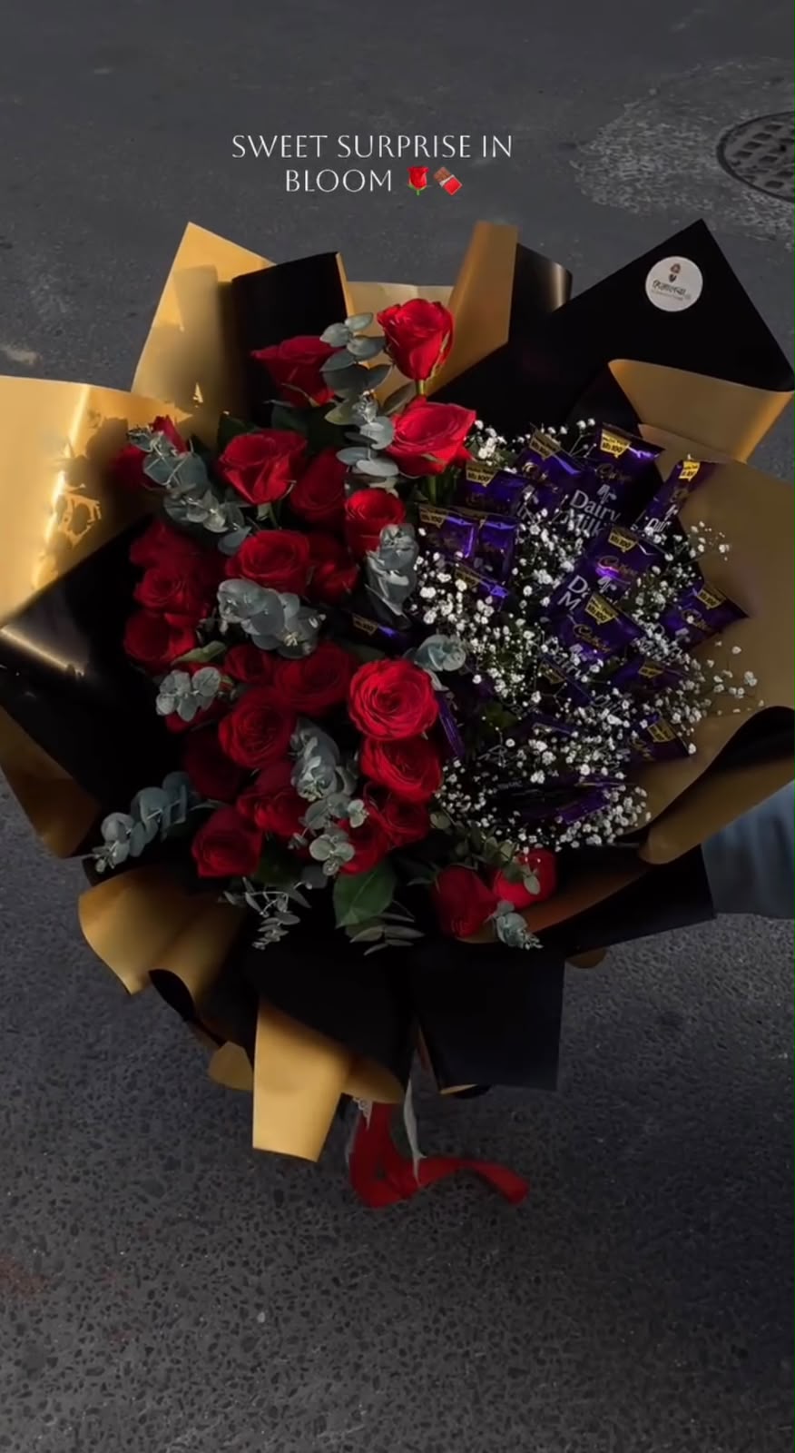 Flower freshness, bloom size, and wrapping details may vary slightly depending on seasonal availability. Chocolates may be replaced with an equivalent option based on availability. Customization is available according to customer preference.