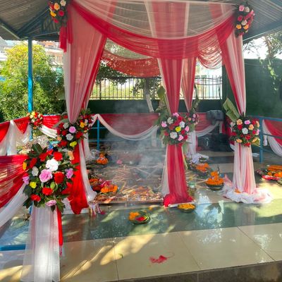 Royal Red & Gold Wedding Mandap Decor  