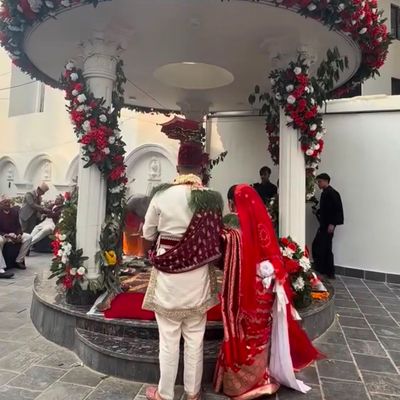 Royal Floral Mandap Stage Decor